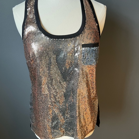 bebe Tops - bebe Metallic Sequin Tank Top